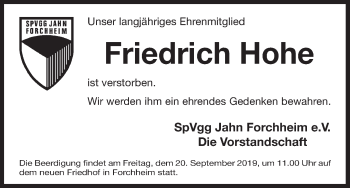 Anzeige von Friedrich Hohe von MGO