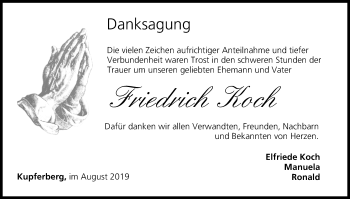 Anzeige von Friedrich Koch von MGO