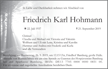 Anzeige von Friedrich Karl Rohmann von MGO