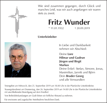 Anzeige von Fritz Wunder von MGO
