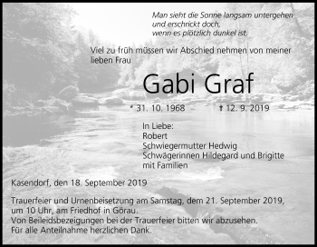 Anzeige von Gabi Graf von MGO