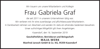 Anzeige von Gabriela Graf von MGO