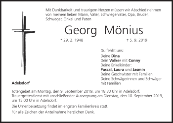 Anzeige von Georg Mönius von MGO