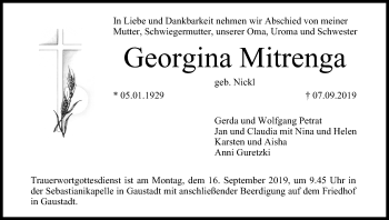 Anzeige von Georgina Mitrenga von MGO
