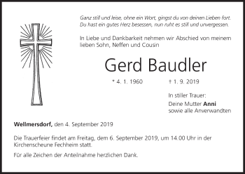 Anzeige von Gerd Baudler von MGO