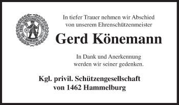 Anzeige von Gerd Könemann von MGO