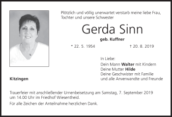 Anzeige von Gerda Sinn von MGO