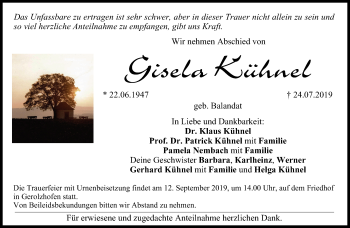 Anzeige von Gisela Kühnel von MGO