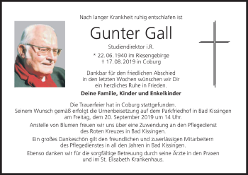 Anzeige von Gunter Gall von MGO