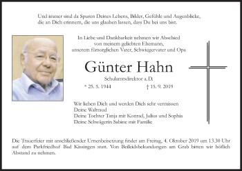 Anzeige von Günter Hahn von MGO