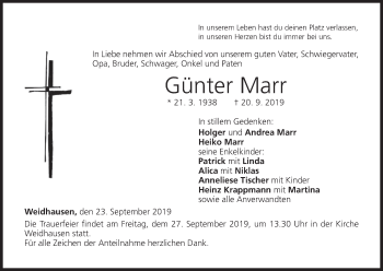 Anzeige von Günter Marr von MGO