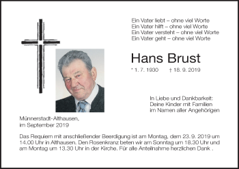 Anzeige von Hans Brust von MGO