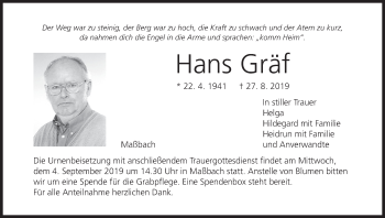 Anzeige von Hans Gräf von MGO