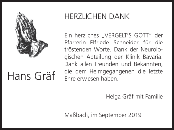 Anzeige von Hans Gräf von MGO