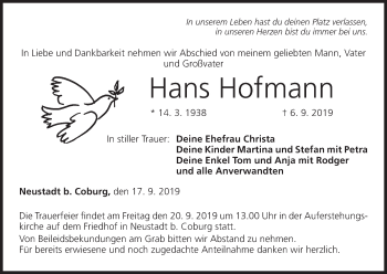 Anzeige von Hans Hofmann von MGO