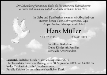 Anzeige von Hans Müller von MGO