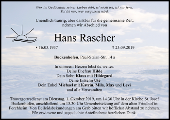 Anzeige von Hans Rascher von MGO