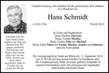 Anzeige von Hans Schmidt von MGO