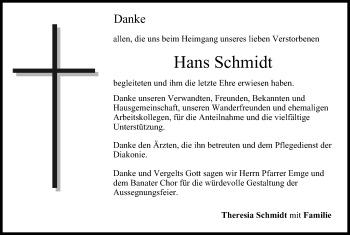 Anzeige von Hans Schmidt von MGO