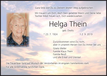 Anzeige von Helga Thein von MGO