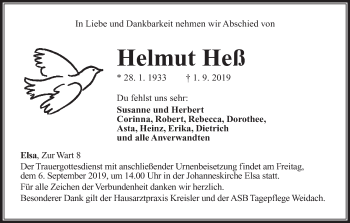 Anzeige von Helmut Heß von MGO