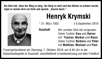 Anzeige von Henryk Krymski von MGO