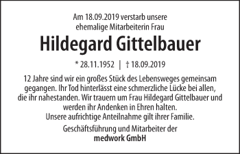 Anzeige von Hildegard Gittelbauer von MGO