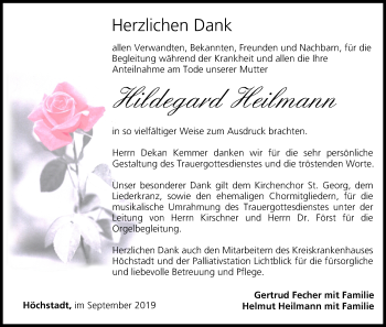 Anzeige von Hildegard Heilmann von MGO