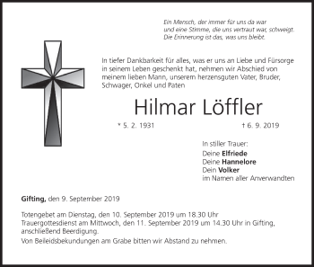 Anzeige von Hilmar Löffler von MGO