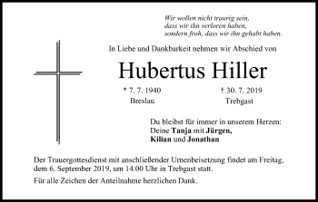 Anzeige von Hubertus Hiller von MGO