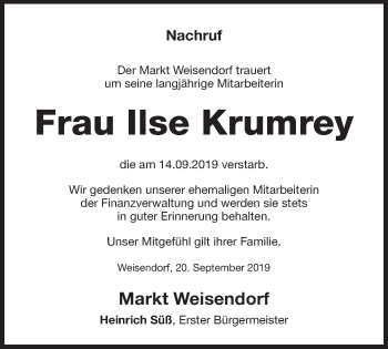 Anzeige von Ilse Krumrey von MGO