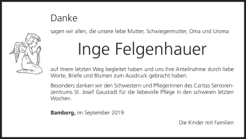 Anzeige von Inge Felgenhauer von MGO
