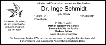 Anzeige von Inge Schmidt von MGO