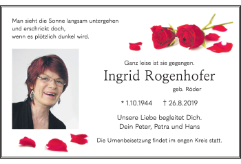 Anzeige von Ingrid Rogenhofer von MGO