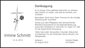 Anzeige von Irmine Schmitt von MGO