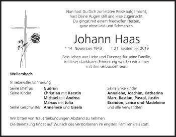 Anzeige von Johann Haas von MGO