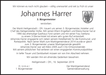 Anzeige von Johannes Harrer von MGO