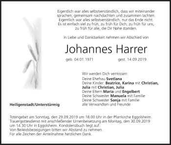 Anzeige von Johannes Harrer von MGO