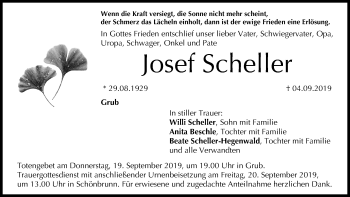 Anzeige von Josef Scheller von MGO