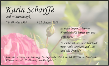 Anzeige von Karin Scharffe von MGO