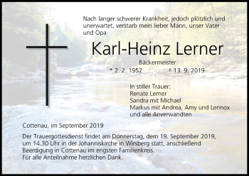 Anzeige von Karl-Heinz Lerner von MGO