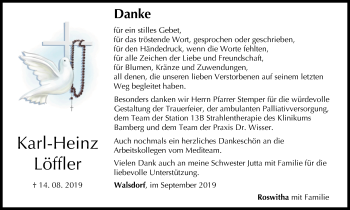 Anzeige von Karl-Heinz Löffler von MGO