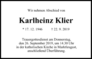 Anzeige von Karlheinz Klier von MGO