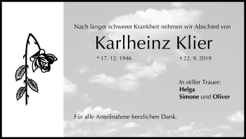 Anzeige von Karlheinz Klier von MGO