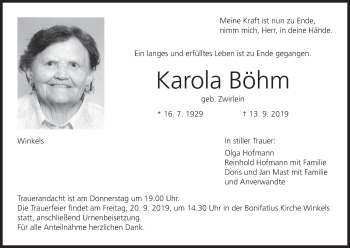 Anzeige von Karola Böhm von MGO