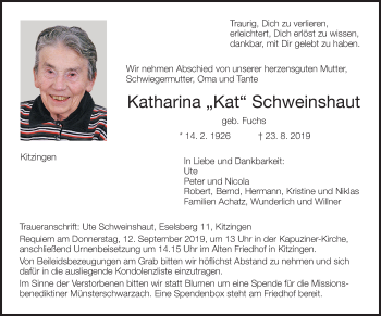 Anzeige von Katharina Schweinshaut von MGO