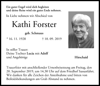 Anzeige von Kathi Forster von MGO