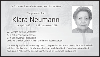 Anzeige von Klara Neumann von MGO