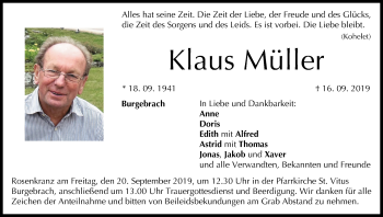 Anzeige von Klaus Müller von MGO