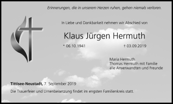 Anzeige von Klaus Jürgen Hermuth von MGO